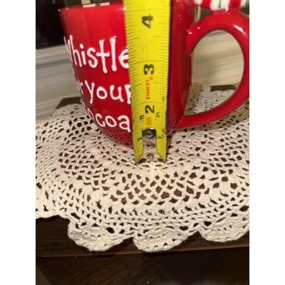 Hallmark "Whistle For Your Cocoa"  Red Ceramic 12 oz Christmas Coffee Mug - Picture 5 of 8